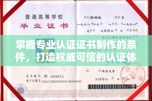 龙港掌握专业认证证书制作的条件，打造权威可信的认证体系